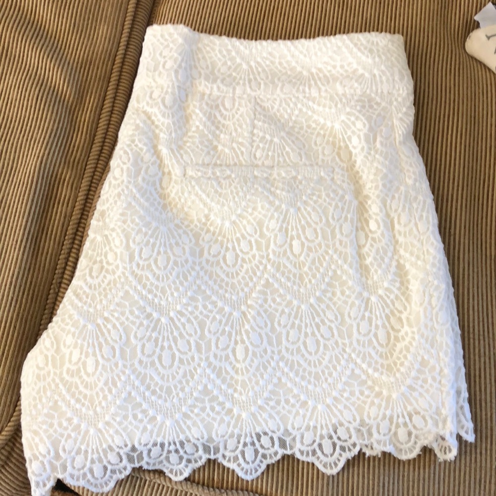 Anthropologie Cream lace shorts
